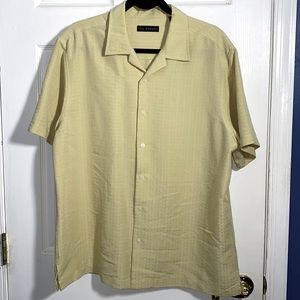 Via Europa Short Sleeve Button Down Shirt yellow Large